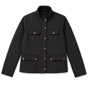 Talbots Quilted Barn Jacket Womens Sz M Brown Snap Button Field Coat Lightweight